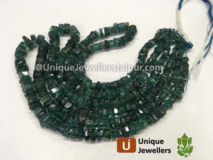 Blue Tourmaline Step Cut Roundelle Beads